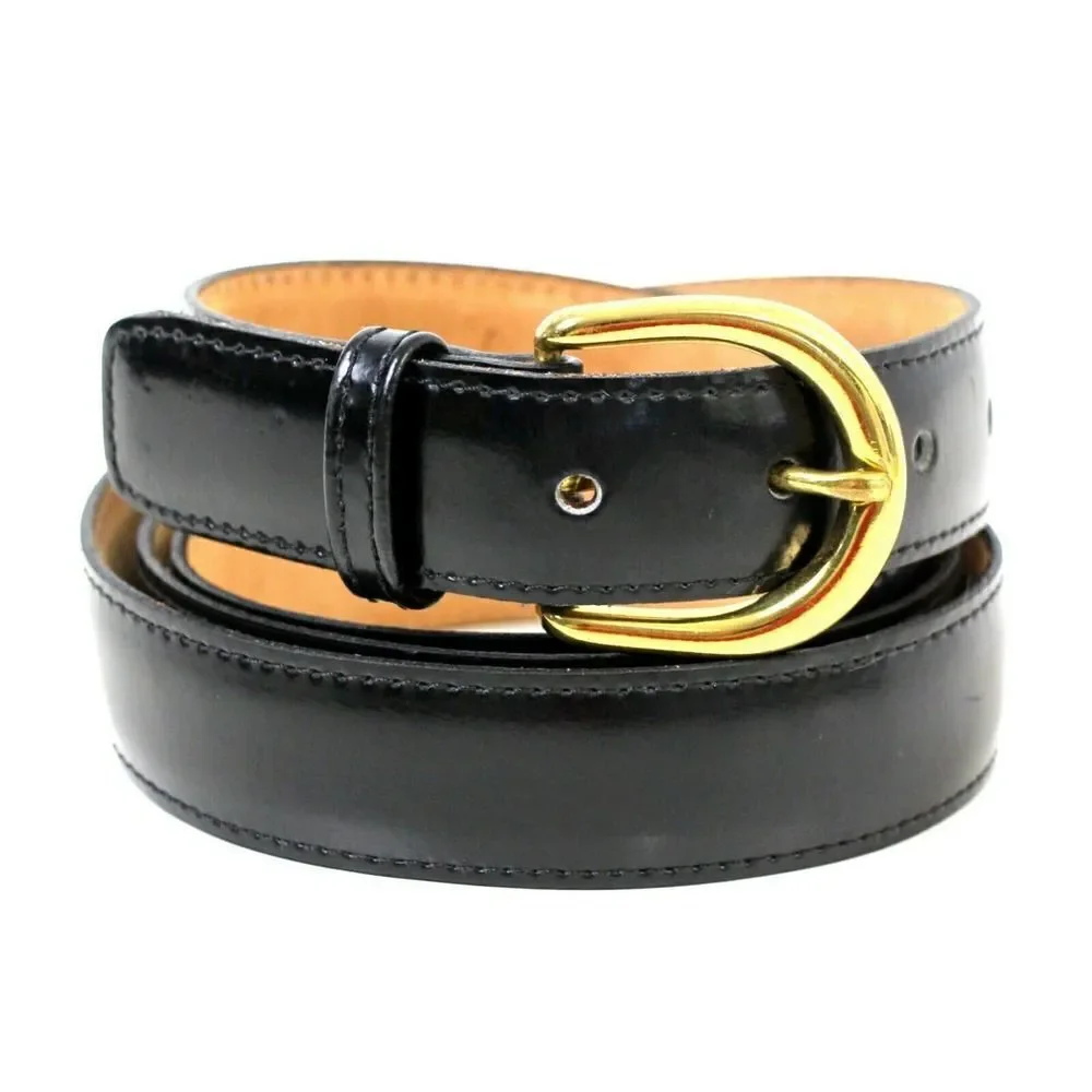 USA STITCHED BLACK GENUINE LEATHER 1 1/8